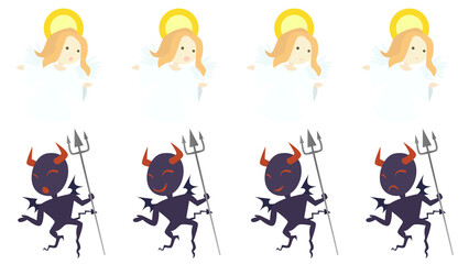 天使と悪魔のイラスト4パターン