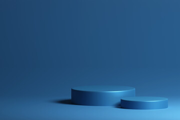 3d render product display podium showcase on blue background