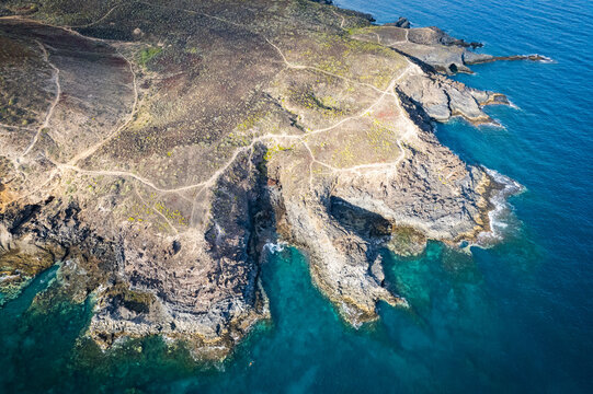 Aerial panoramic view of Monumento Natural de Monta&ntilde;a Amarilla at Las Galletas
