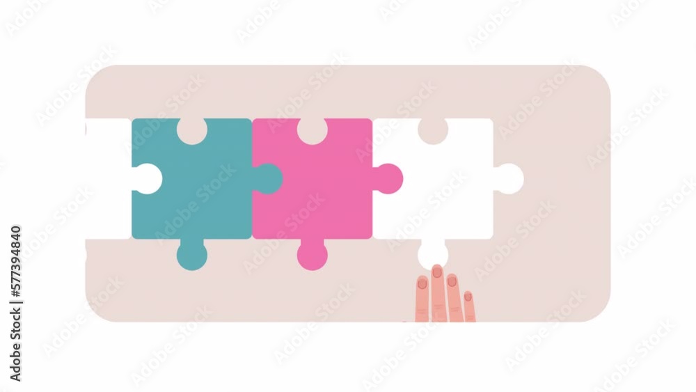 Poster animated puzzles solving loader. game play. flash message 4k video footage. color isolated loading w