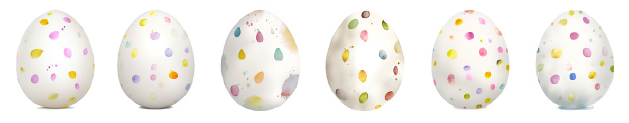 Series Easter egg in colored dots on a white background. Watercolor drawing. generative AI
