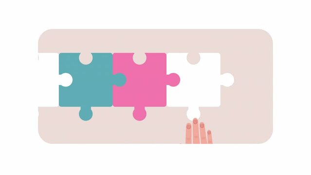 Animated puzzles solving loader. Game play. Flash message 4K video footage. Color isolated loading wait-animation progress indicator with alpha channel transparency for web design, social media