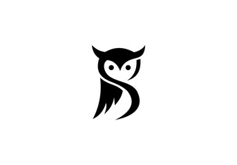 owl logo, owl line art design template
