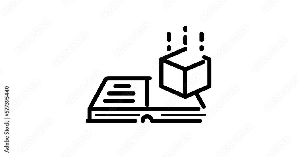 Poster 3d book animated outline icon on white background. augmented reality 4k video animation for web, mob