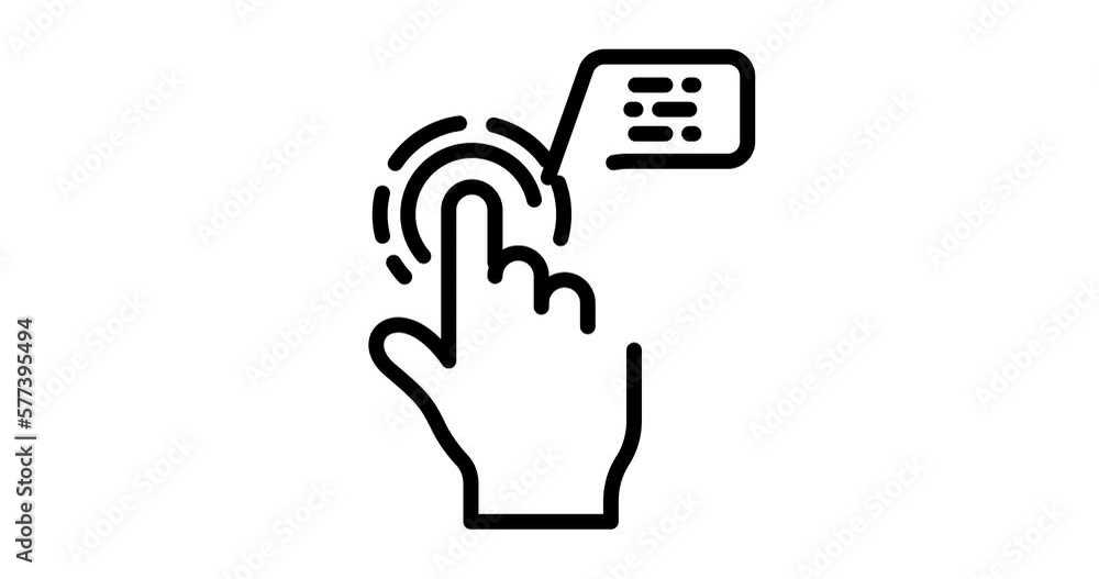 Poster augmented reality animated outline icon on white background. touch screen info 4k video animation fo