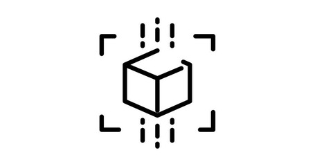 3d object animated outline icon on white background. augmented reality 4k video animation for web, mobile and ui design