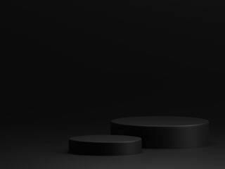 3d render luxury minimal product display podium on black background