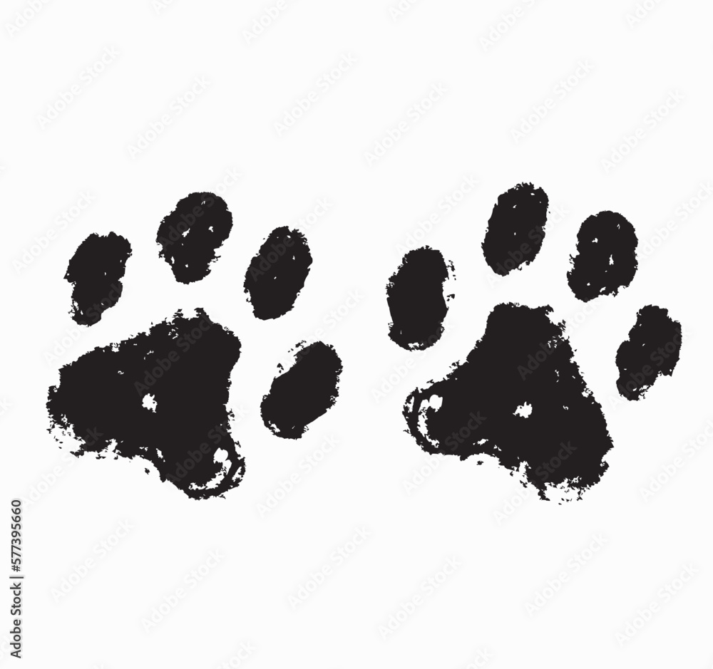 Wall mural paw print distressed, dirty vector illustration