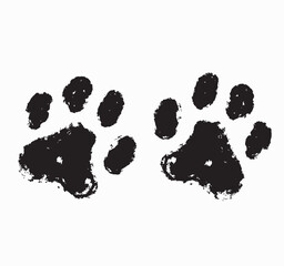 Paw print distressed, dirty vector illustration - 577395660