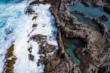 Aerial view of the natural pools and tide pools on Tenerife