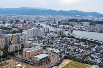 Obraz premium 福岡県福岡市の西区〜早良区を空撮（２０２２年１２月）