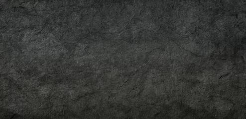 Fotobehang black concrete wall , grunge stone texture , dark gray rock surface background panoramic wide banner  © AKIO