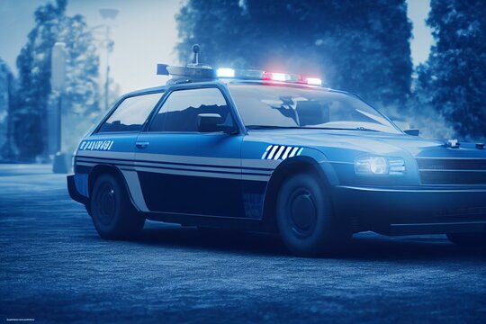 Police Car Blue. Generative AI