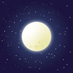 Obraz na płótnie Canvas Moon in a starry night