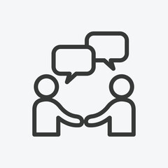 Business meeting vector icon. Meeting with chat bubble vector illustration. Talk people flat style illustration