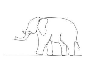 Continuous one line drawing of elephant. simple big elephant  line art design. Editable active stroke vector.