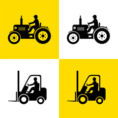  Forklift truck, tractor, vector icons.