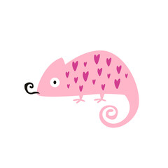 Vector illustration of a pink chameleon in a modern trendy flat style. © danceyourlife