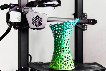 Fototapeta 3d printing of a vase with multicolored pla filament obraz