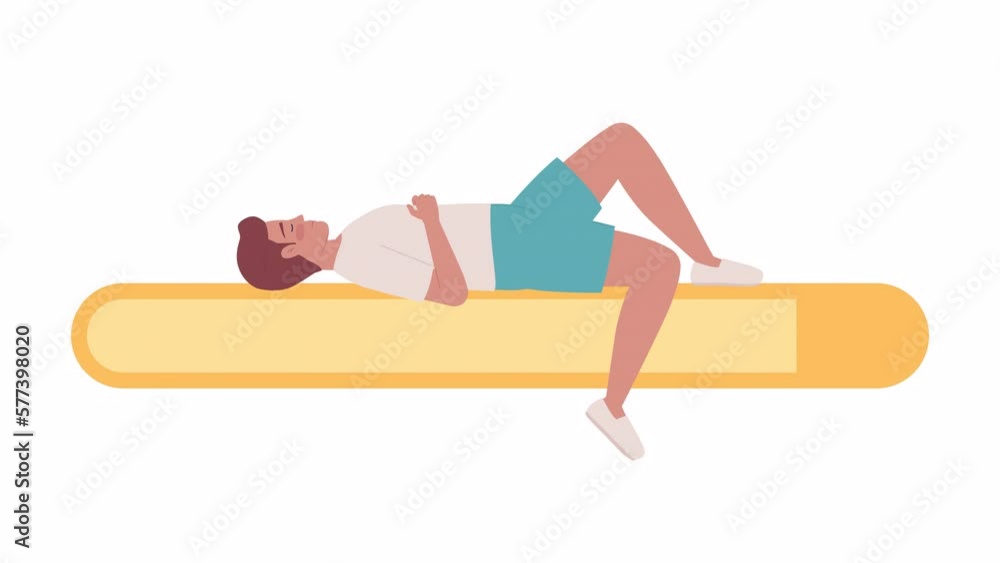 Poster animated resting lying down loader. man napping. fall asleep. 4k video footage with alpha channel tr