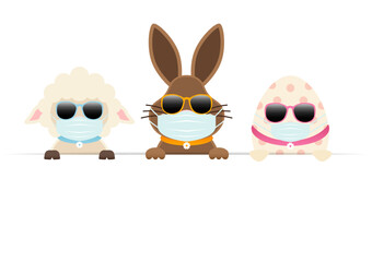 Schaf, Osterhase & Osterei Maske Sonnenbrille Banner