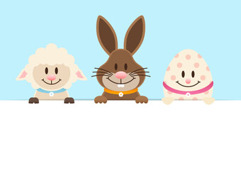 Schaf, Osterhase & Osterei Banner Himmel