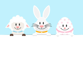 Schaf, Weißer Osterhase & Osterei Banner Himmel