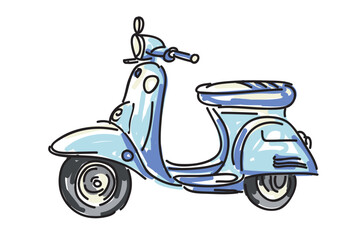 blue scooter isolated on white, vector illustration