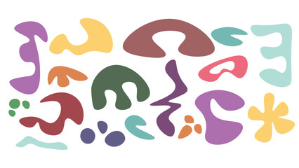 Modern abstract shapes set. Decorative fluid forms elements design. Vector illustration isolated on white background