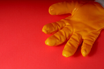 work glove isolated on red background
