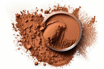 bronzer broken up on an isolated white background made with generative ai