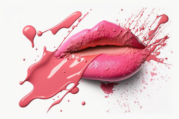 abstract lip gloss smear illustration on isolated white background - obrazy, fototapety, plakaty