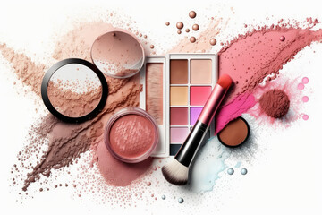 make up from cosmetics commercial on isolated white background made by generative ai