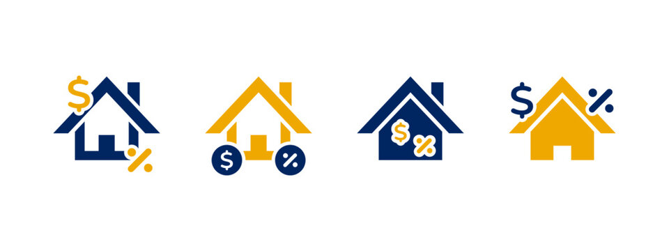 increase rate icon vector illustration. home with money and percent in flat style concept - stock vector.	