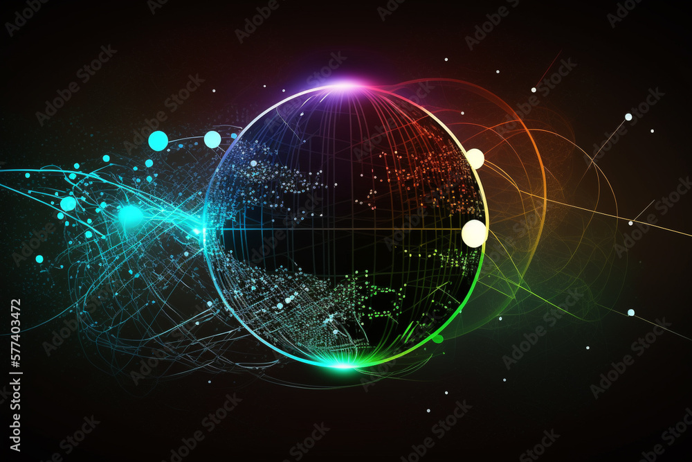 Aufkleber colorful abstract design of cyberspace and network connectivity for background created with generati