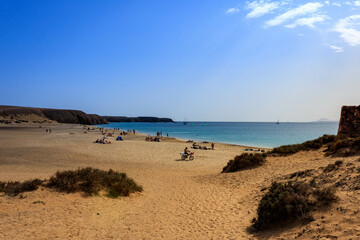 Sand beach Playa de las mujeres in Lanzarote, Spain