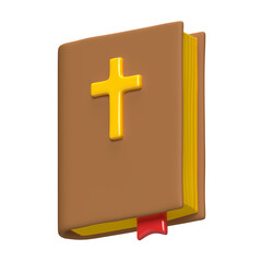 Holy Bible 3D christian icon. Book logo in firm cover. Design element. Graphic on the isolated white background with clipping path