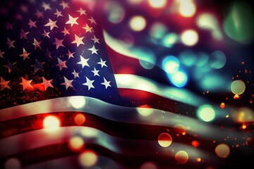 Us Flag, Happy Martin Luther King Day Art Bokeh Background. Generative AI