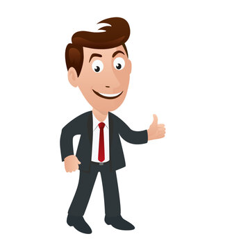Illustration représentant un personnage en costume cravate, levant le pouce en signe de satisfaction.
