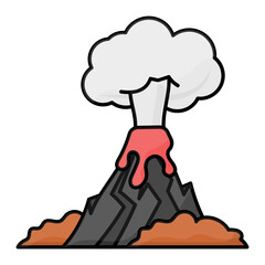 Natural causes  Volcanic gases outline color concept, acid rain vector icon design, Environmental pollution symbol, Chemical Biological contamination sign, Pollutants illustration 