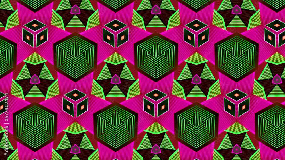 Poster bright flashing pattern of geometric shapes. motion. acid flashing pattern with repeating geometric 