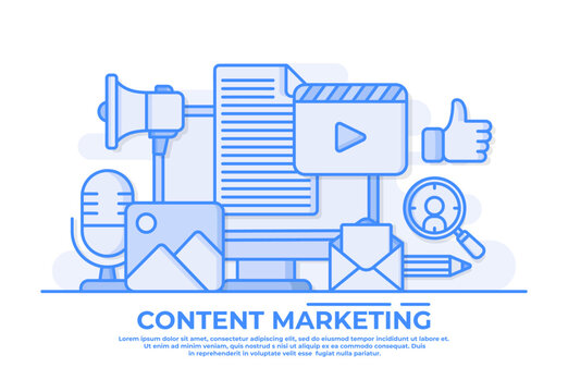 Digital content marketing flat vector illustration for website banner and landing page
