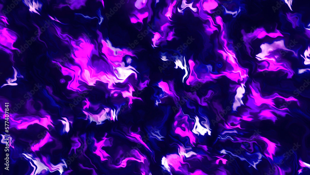 Poster stylish 3d abstract animation color wavy smooth wall. concept multicolor liquid pattern. purple blue