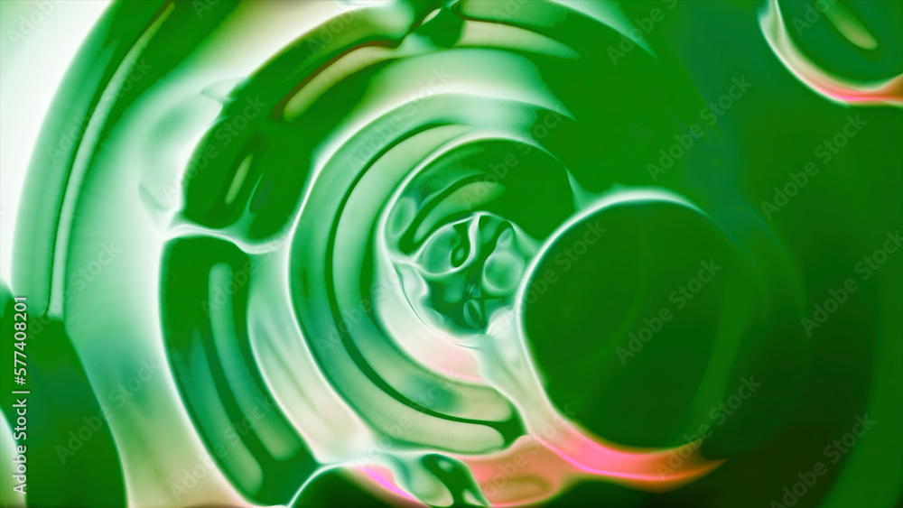 Aufkleber colorful abstract liquid spinning with bubbles. motion. circles on surface of colorful bright liquid