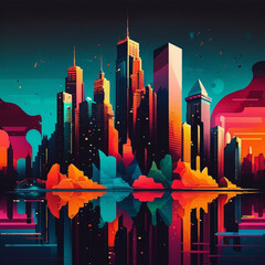 city skyline, Generative Ai