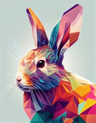colourful and modern  easter bunny with easter eggs illusttration, generative ai