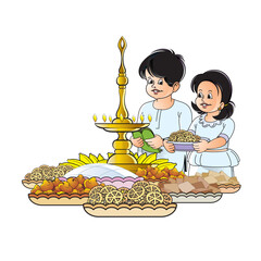 Sri Lanka Sinhala new year food with boy and girl