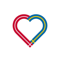 unity concept. heart ribbon icon of denmark and sweden flags. PNG