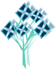 Wisteria tree. Abstract tree, geometric tree, logo, icon