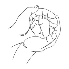 newborn's feet in dad's hands